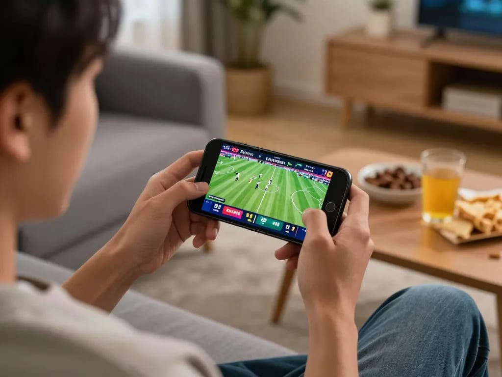 Experience thrilling sports betting on 78win with a mobile app in a cozy home setting.