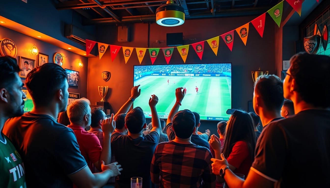 Fans enjoying live football streaming on Lương Sơn TV, showcasing excitement and community.