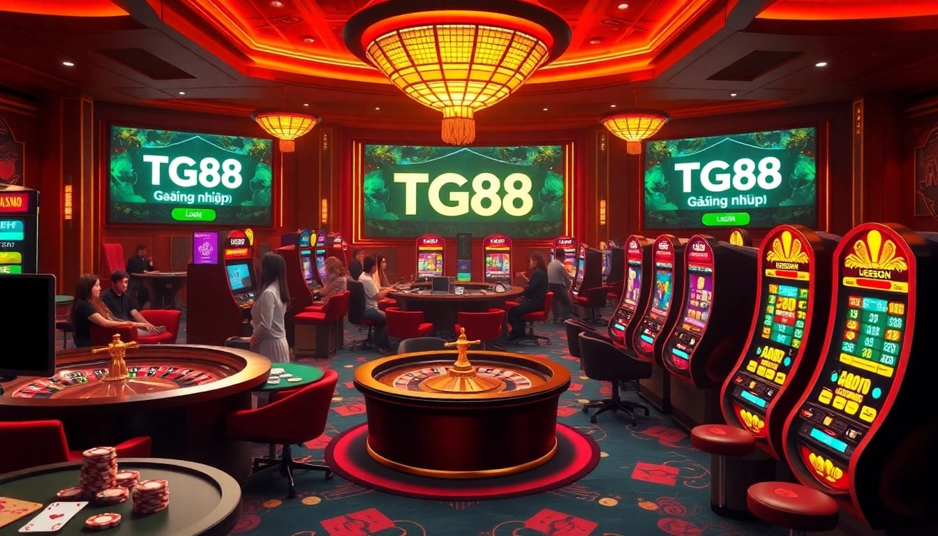 Exciting gameplay at TG88 đăng nhập with vibrant slot machines and engaging roulette tables.