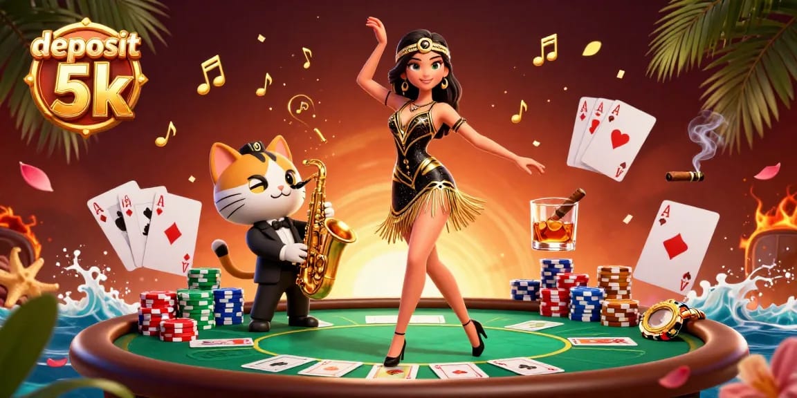 Experience the thrill of deposit 5k with dynamic casino action in a vibrant 3D illustration.