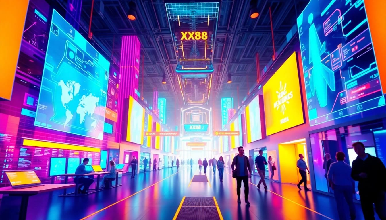 Vibrant digital landscape depicting the XX88 theme with futuristic technology and energy.