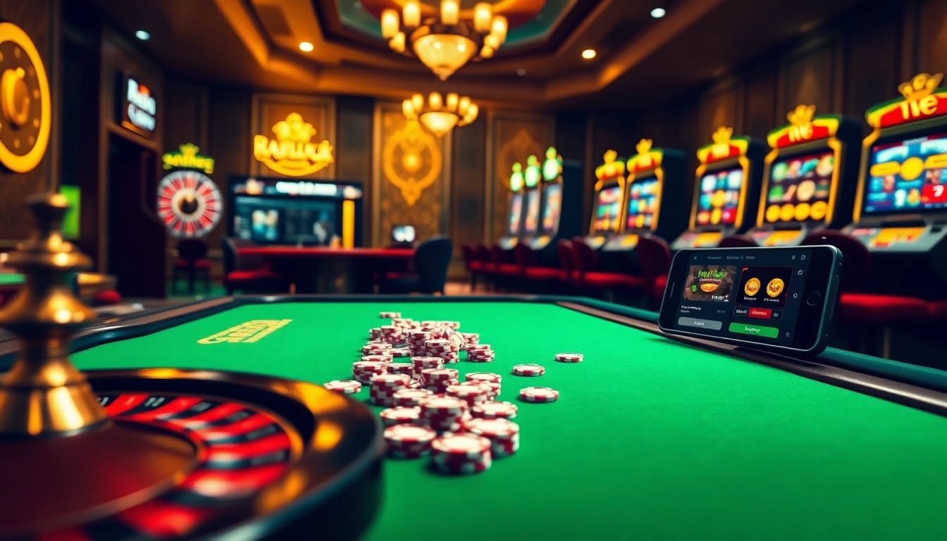Engaging scene showcasing Rajaluck Login with vibrant casino elements for online gambling enthusiasts