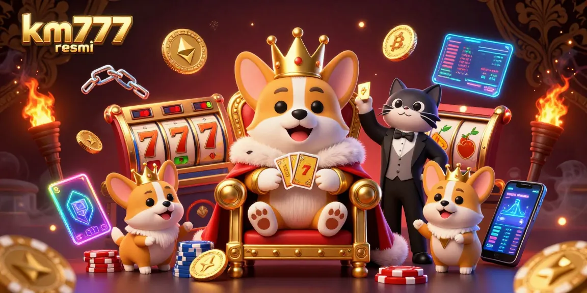 Engage in thrilling slots at km777 resmi featuring a royal corgi and golden jackpot elements.