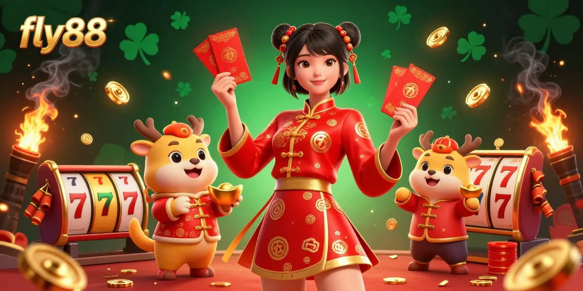 Experience win-rich gaming with fly88 featuring vibrant slots and festive characters.