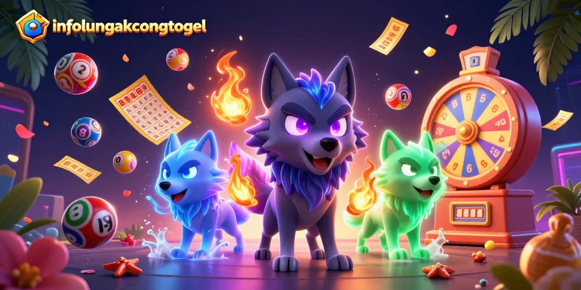 Engage with infolengkapcongtogel's vibrant lottery scene, featuring ghostly wolves amidst dynamic game elements.