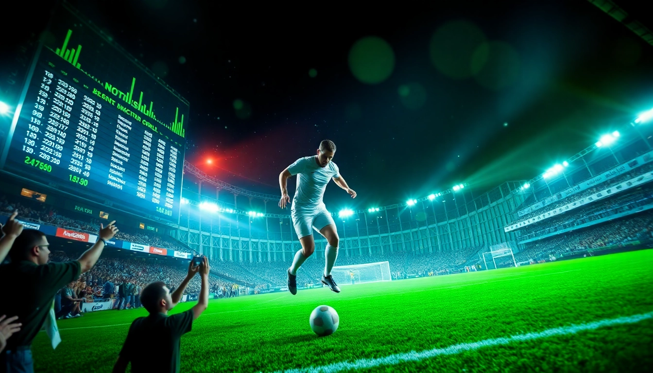 kèo nhà cái representation with dynamic sports betting visuals, showcasing football action and betting lines.