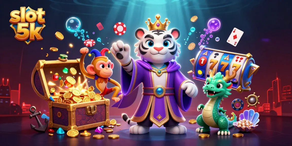 Spin to win big with slot 5k! Indulge in a vibrant 3D casino adventure featuring playful characters and exciting game elements.