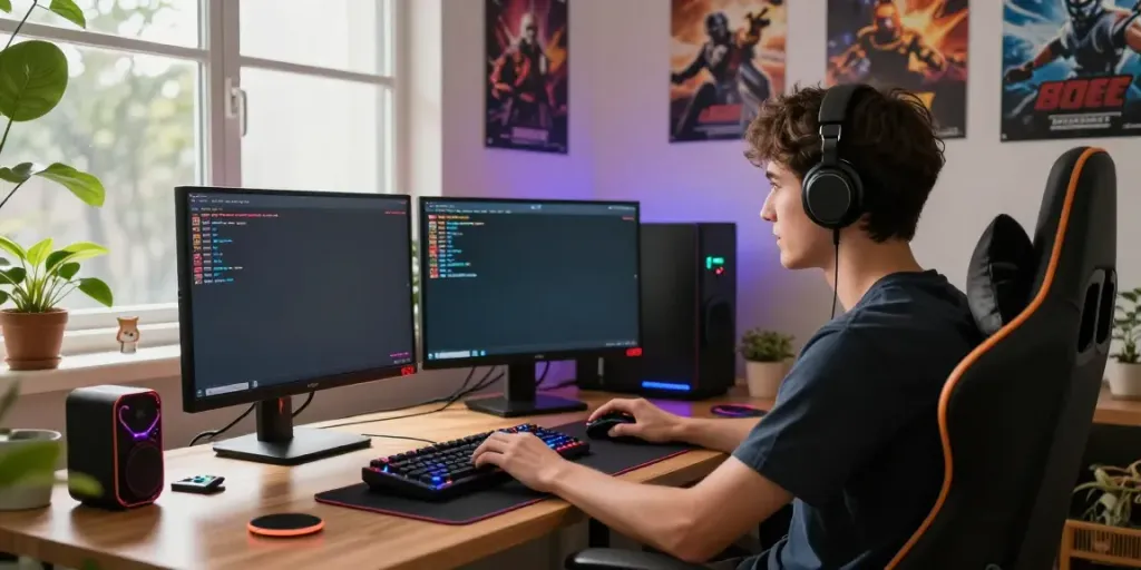Pengalaman bermain dewitogel di ruang permainan modern dengan peralatan gaming dan pencahayaan alami.