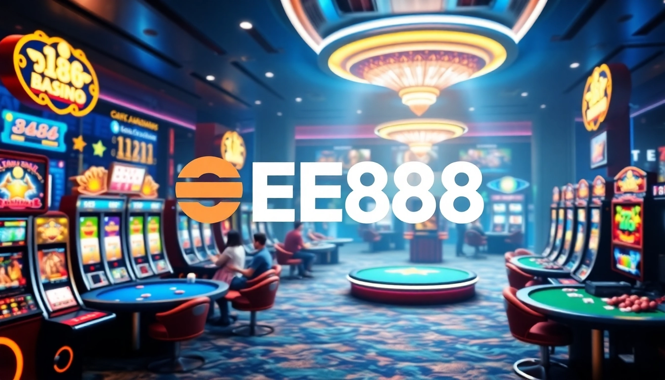 EE88 engaging online gaming environment showcasing vibrant 3D casino atmosphere.