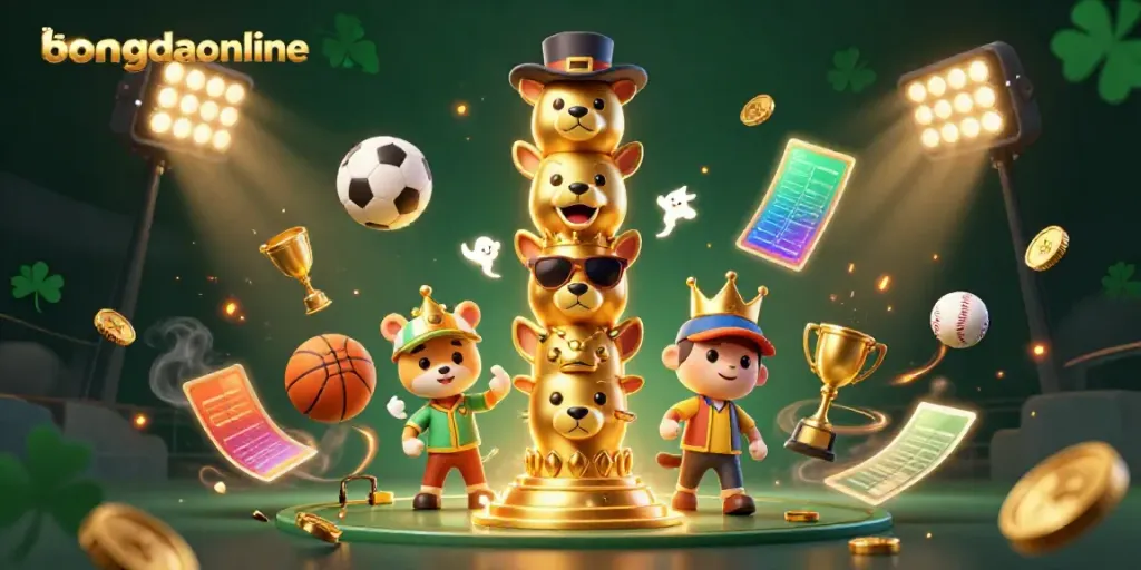 Engage with dynamic sports betting at bongdaonline, featuring a vibrant 3D casino illustration.