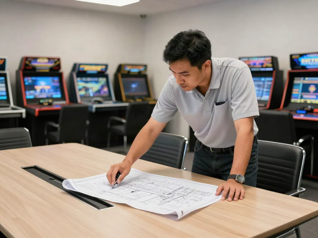 Trusted local contractor preparing for a slot toto installation at a community gaming center.