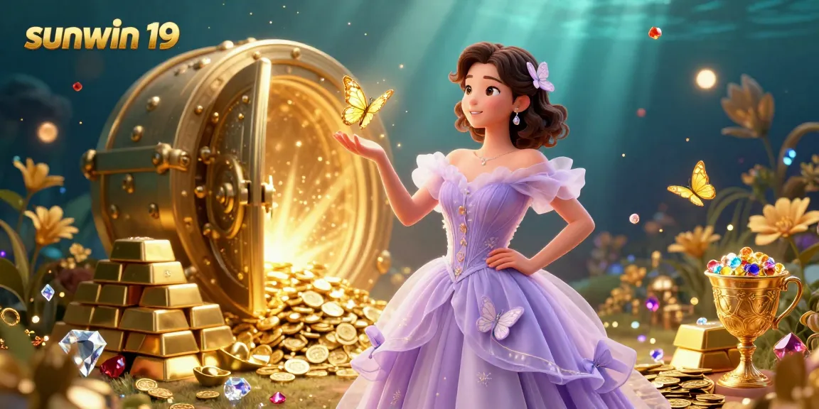 Experience the thrill of 'sunwin 19' through this captivating casino scene filled with golden treasures.