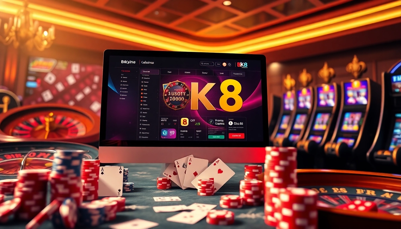 Engage in thrilling online gameplay at BK8, featuring casino tables and dynamic gaming elements.