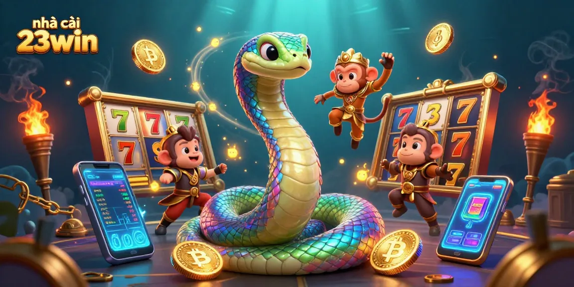 Engage with the vibrant world of nhà cái 23win through a magical 3D casino illustration showcasing slot games and crypto elements.
