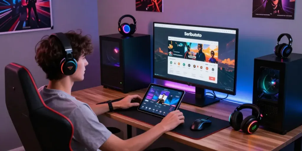 Pengguna Seributoto menikmati pengalaman gaming tanpa delay di ruang modern.