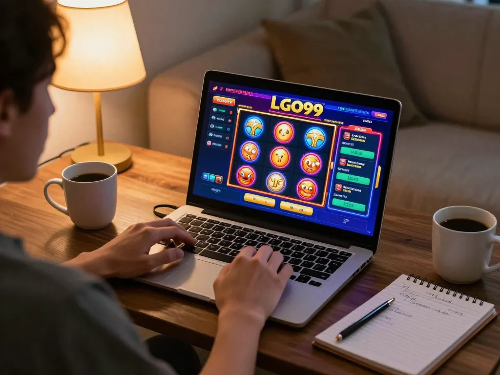 Engaging online play on LGO99 casino platform with vibrant slot graphics and user interaction.