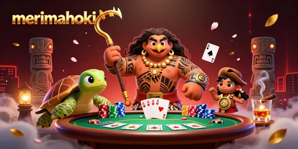 Merimahoki menampilkan ilusi 3D mempesona dari dewa demigod Maui dengan elemen kasino yang hidup.