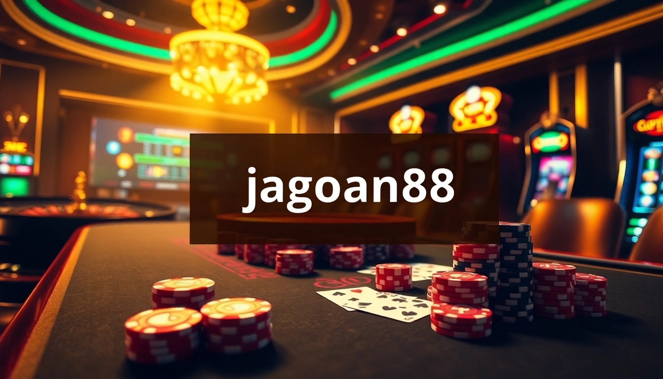 Experience thrilling gameplay at jagoan86's luxurious casino gaming table with vibrant poker chips.