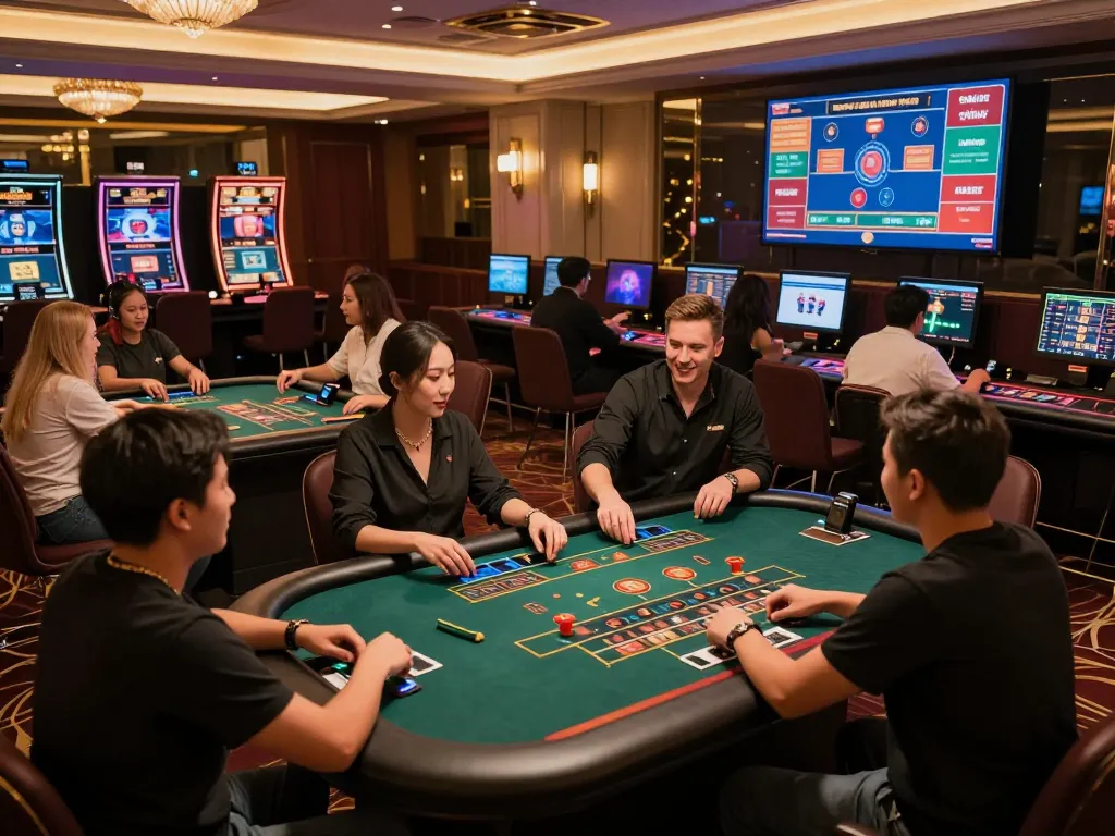 Players enjoy a live casino experience at 79club with engaging dealers and vibrant atmosphere