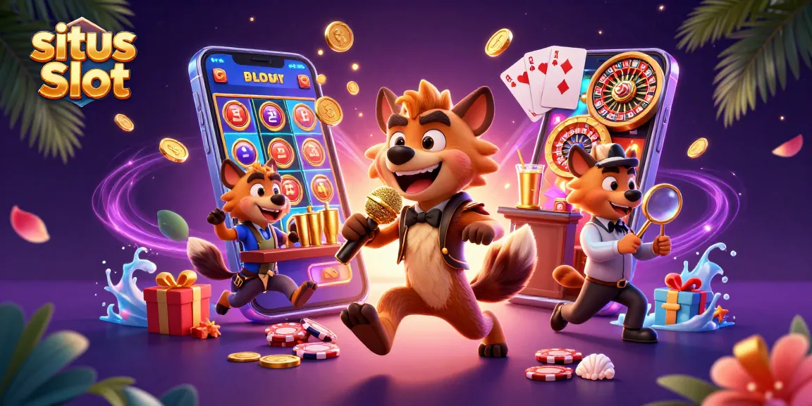 Experience exciting gameplay in this vibrant illustration showcasing situs Slot with dynamic characters in a casino.