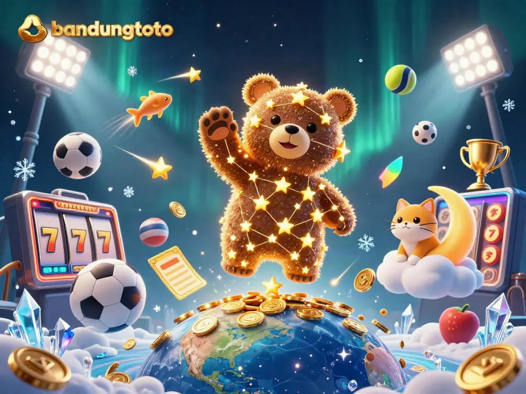 Experience the thrill of bandungtoto with golden stars, coins, and vibrant gaming elements.