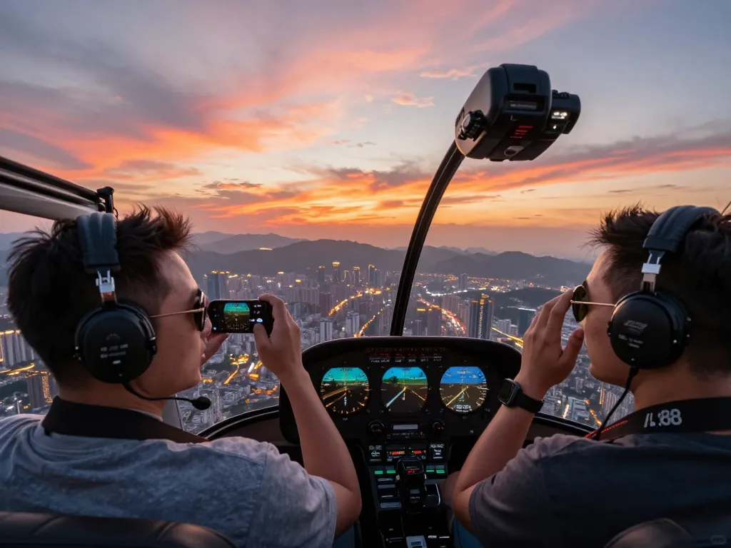Enjoying the exhilarating experience of flying over the skyline with Fly88 at sunset