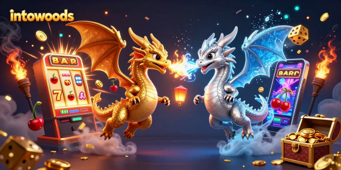 Experience thrilling wins with inthewoods in this immersive casino illustration featuring dynamic dragons and jackpot elements.
