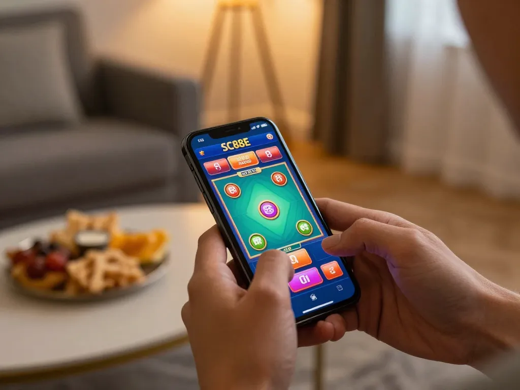 Engaging with the SC88E mobile casino app, showcasing exciting betting options.