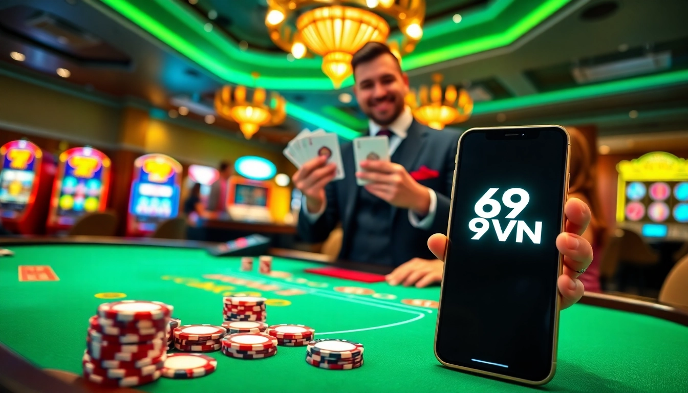 Players enjoying a thrilling game at the 69VN blackjack table in a modern casino.