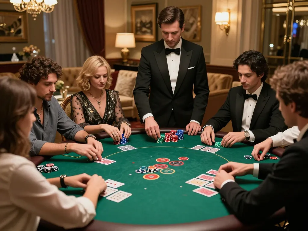 Players enjoy high-stakes poker game at LGOLUX in a luxurious environment.