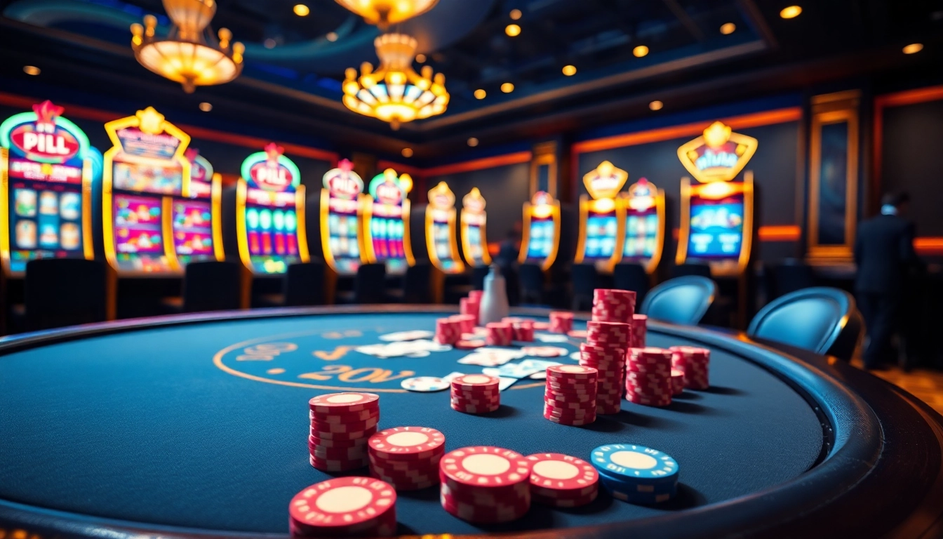 Experience thrilling gameplay at viral4d with vibrant poker chips and exciting slot machines.