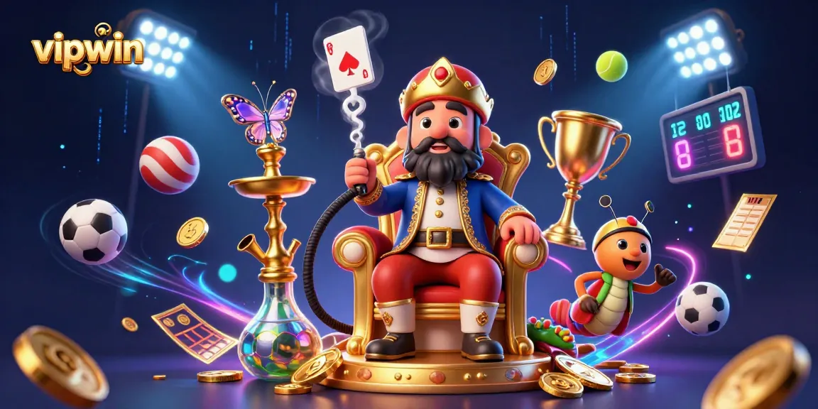 Join the excitement with vipwin as the caterpillar dealer shares winning poker hands in a vibrant casino scene.