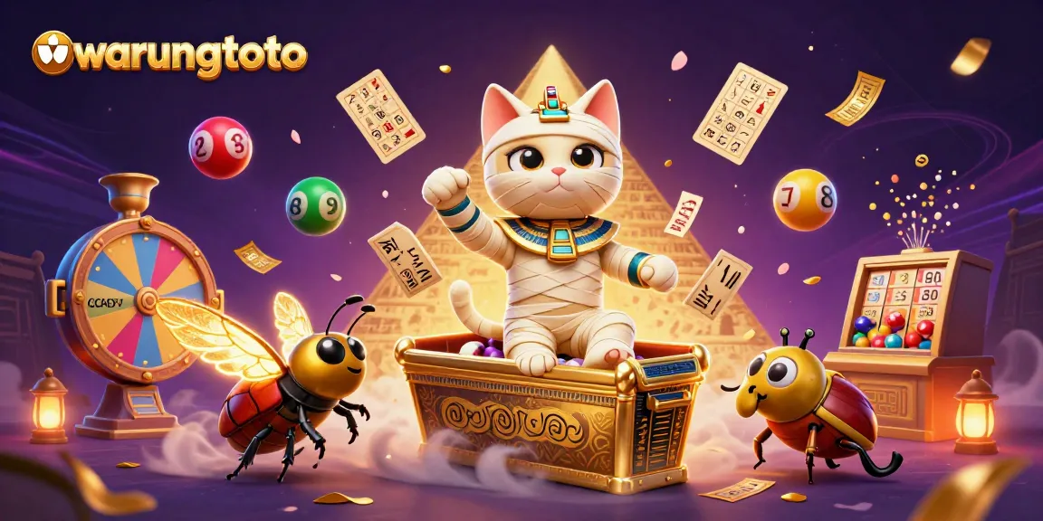 Menang di warungtoto dengan ilustrasi kucing mumi memukau dan elemen kasino menarik.