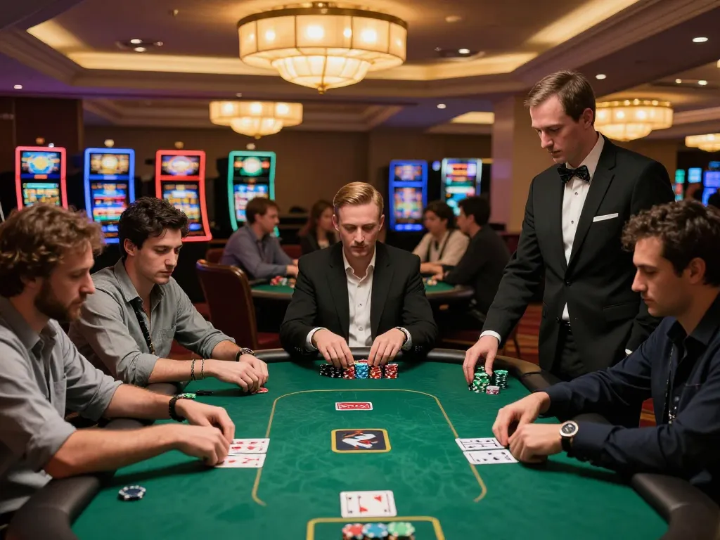 NoHu poker players strategizing during an exciting casino game with vibrant atmosphere.