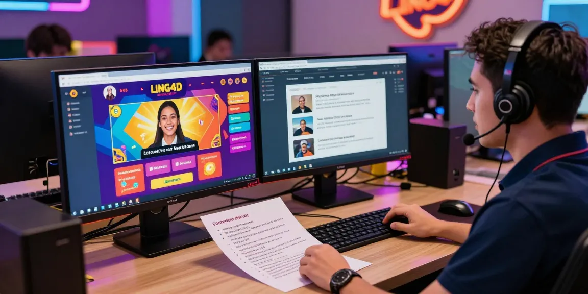 Professional support scene for LING4D online gaming helpdesk, showcasing customer engagement and service.