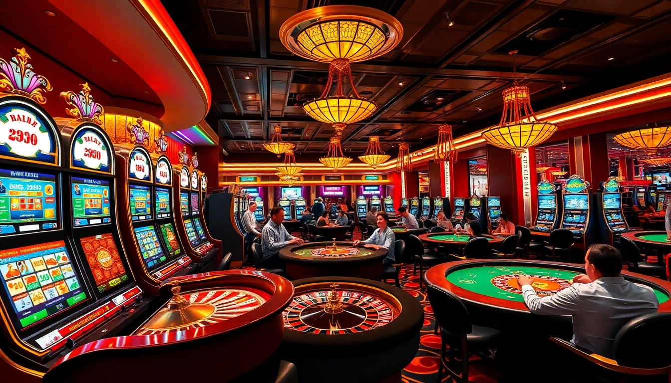 Experience thrilling gameplay at berlian 888's luxurious casino with vibrant slot machines and roulette.