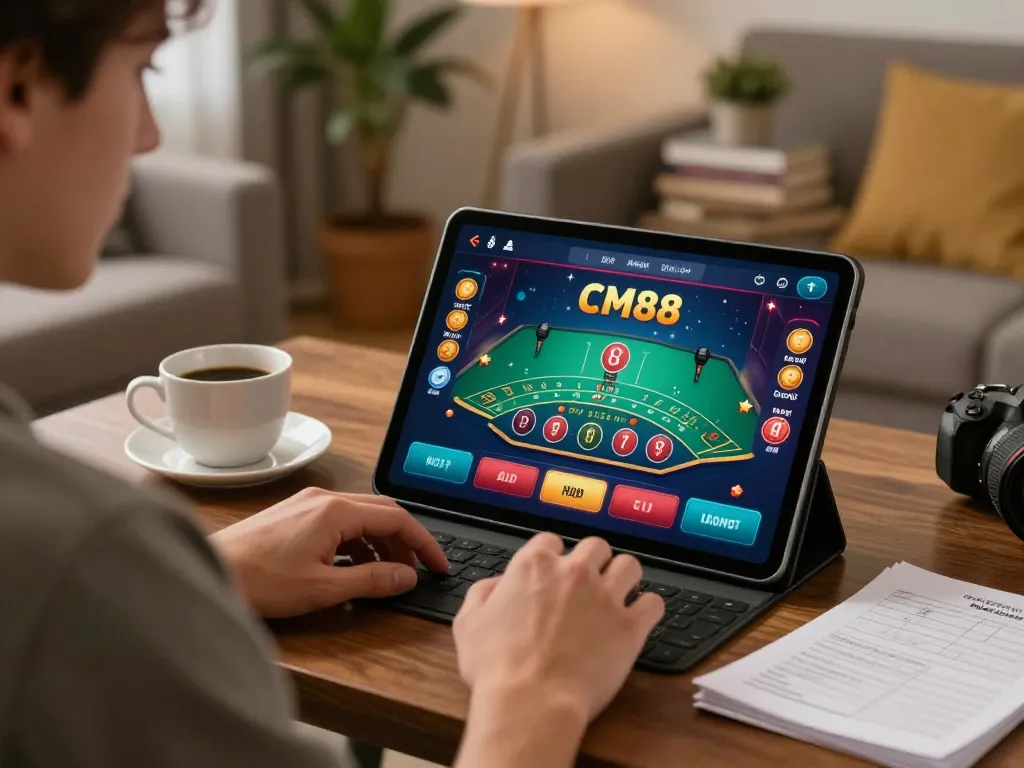 Player engaging with the CM88 app for an immersive online blackjack experience.