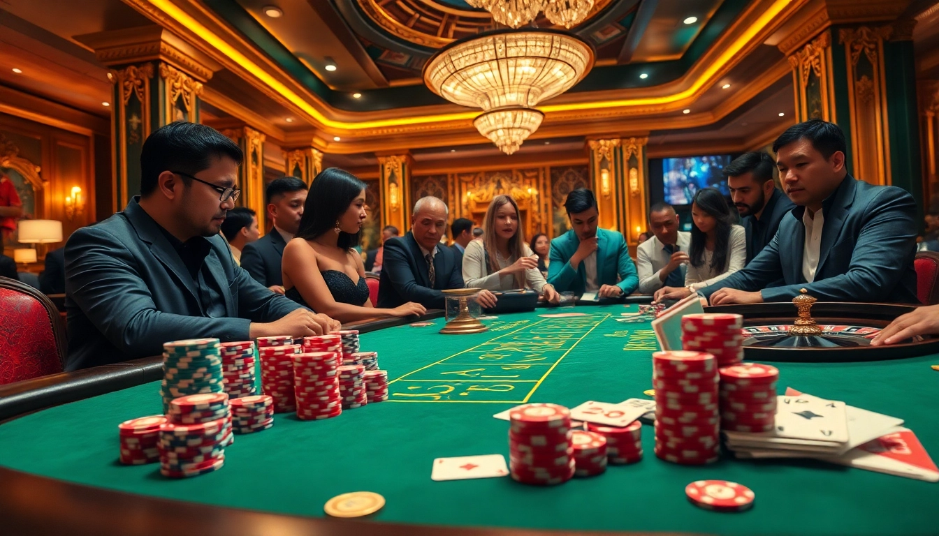 Players engage in high-stakes poker at the luxurious XX88 casino, showcasing strategy and excitement.