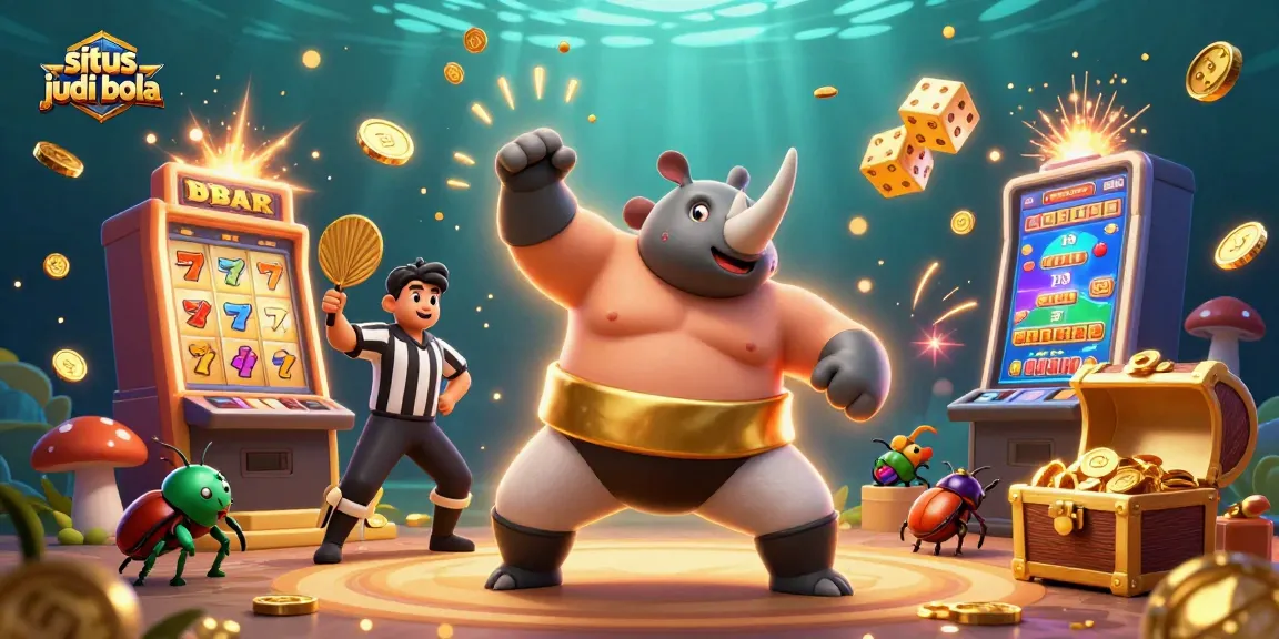 Situs judi bola offers exciting sports betting adventures with vibrant casino illustrations featuring winning moments.