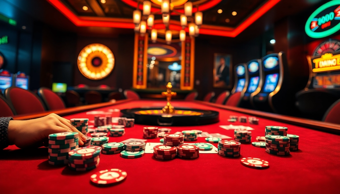 Players engaging with the VIRAL88 online gambling platform at a vibrant casino table.