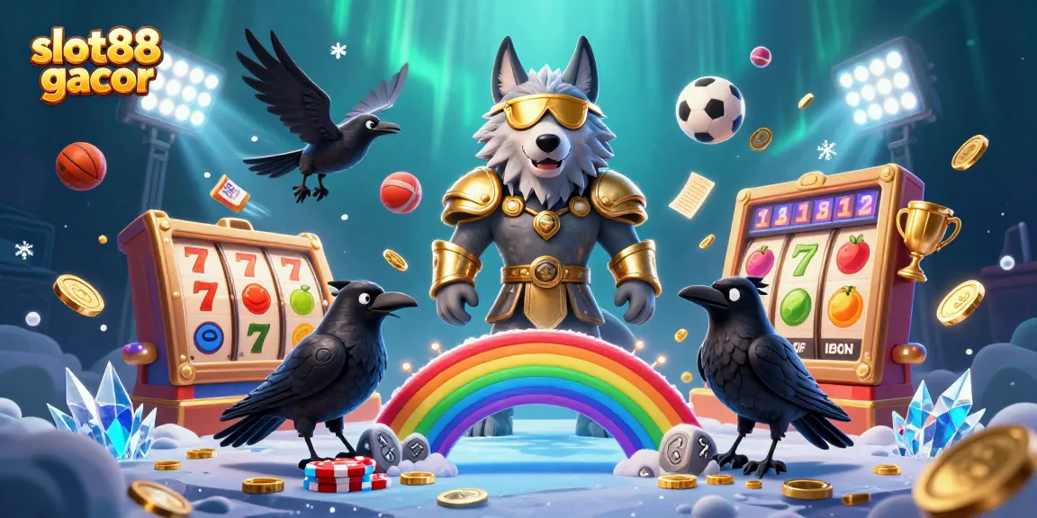 Mengambil jackpot dengan slot88 gacor, Odin dan dua gagak bersama simbol keberuntungan.