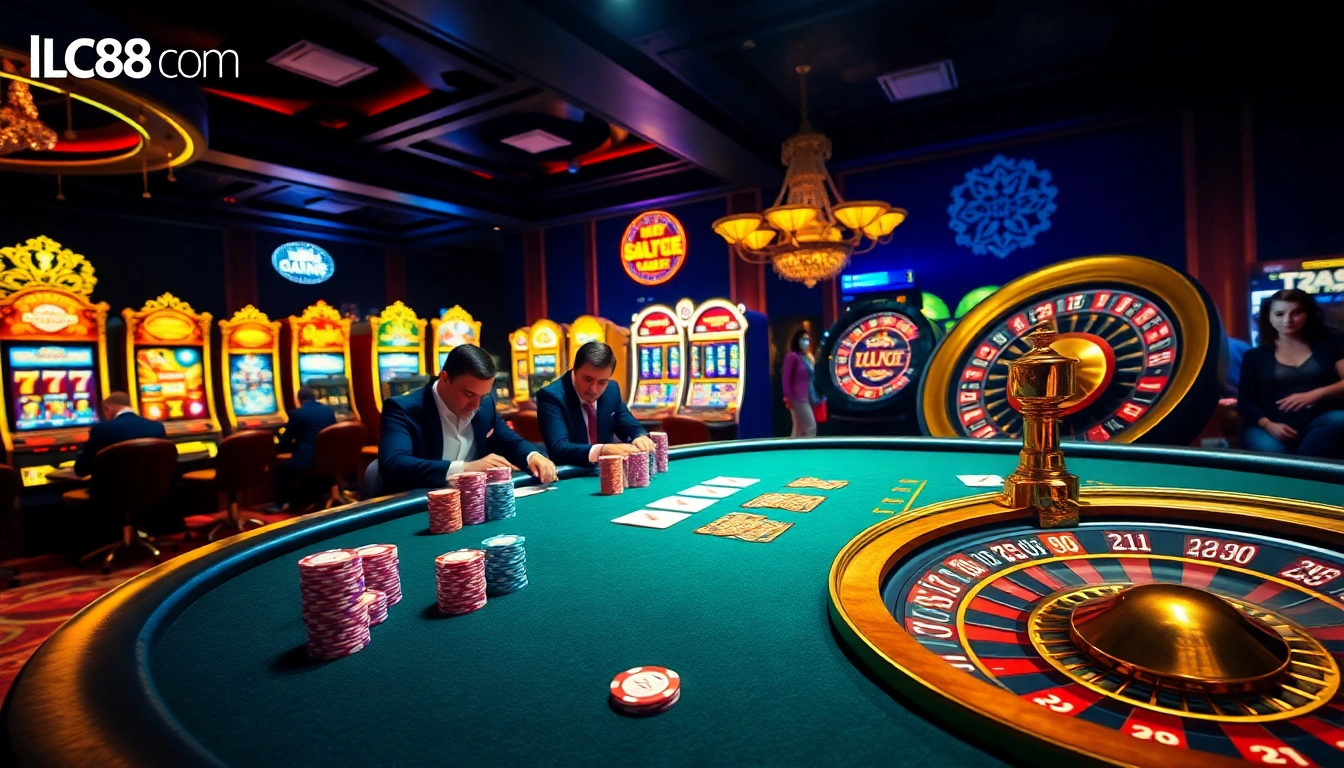 Engaging players around a luxurious poker table symbolizing excitement at lc88 com casino.