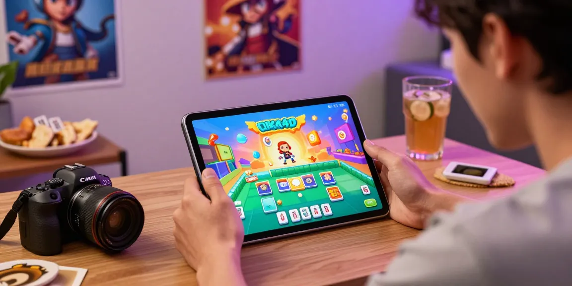 Player exploring the CIKA4D Mahjong app in a cozy gaming setup, showcasing vibrant graphics and engaging design.
