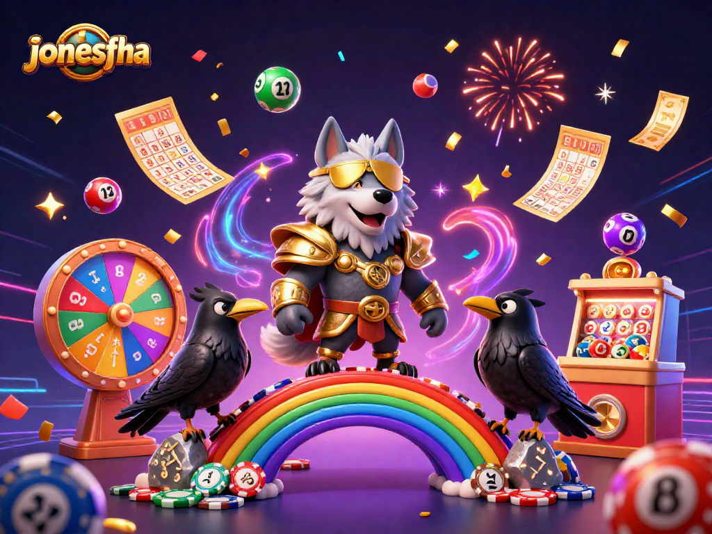Experience the thrill at jonesfha with a vibrant 3D illustration showcasing exciting casino elements.