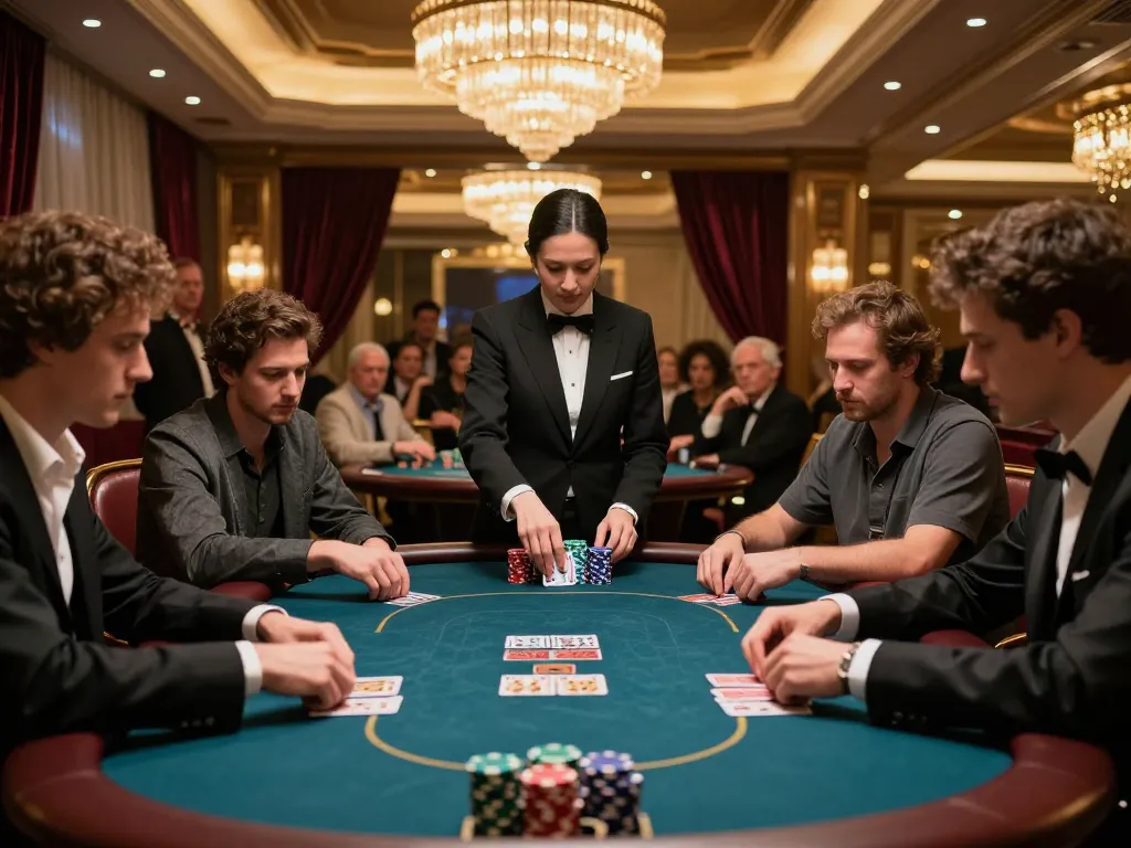 Terlibatlah dengan QQ188 Slot saat pemain merencanakan strategi dalam permainan poker kelas atas, dekorasi dan suasana yang kaya meningkatkan pengalaman perjudian.