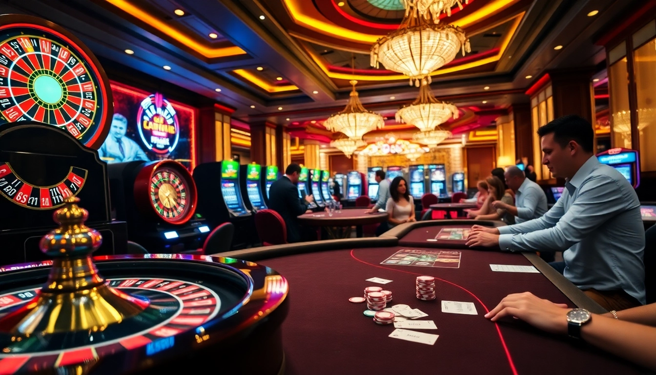 Experience the excitement of 32Win with vibrant casino tables, poker chips, and roulette wheels.