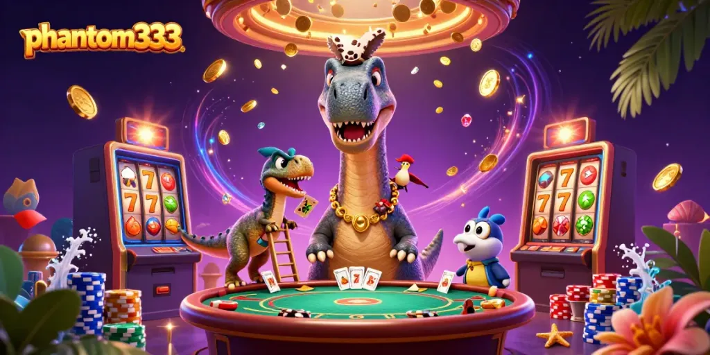 Bet big with phantom333 as unique characters create a vibrant casino atmosphere.