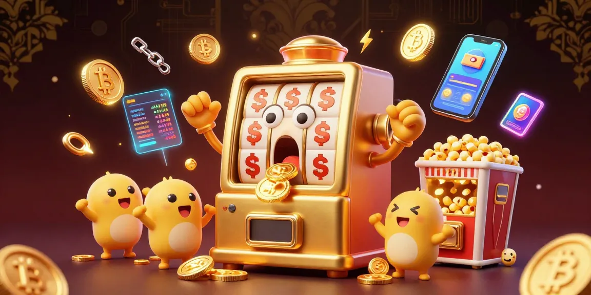 Densustoto, mesin slot emas yang meriah menghasilkan jackpot dengan koin berlimpah dan bersorak gembira.