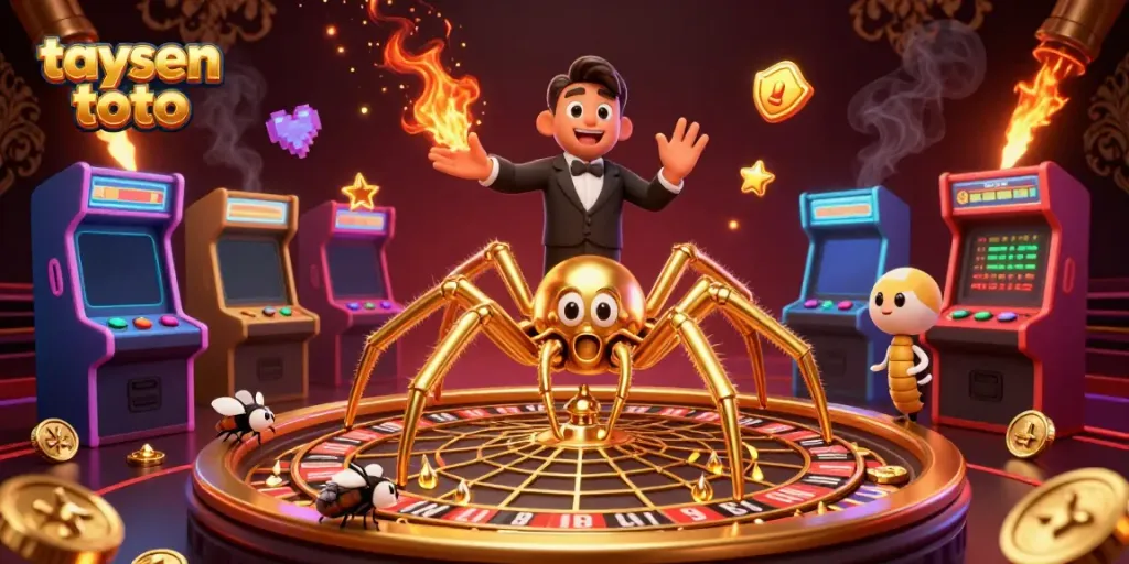 Engage in thrilling bets with taysen toto in a vibrant 3D casino scene.