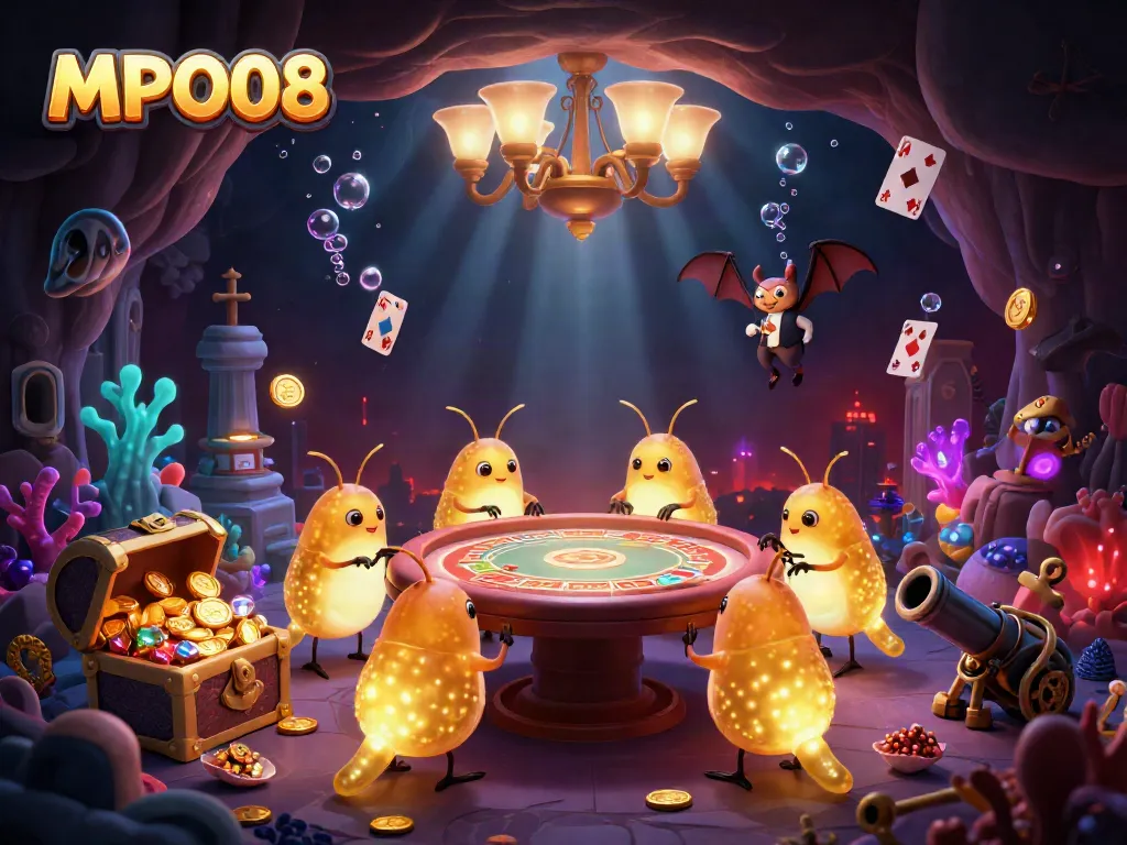 Experience the magic of MPO08 as glowworms illuminate an underwater casino filled with treasures and games.